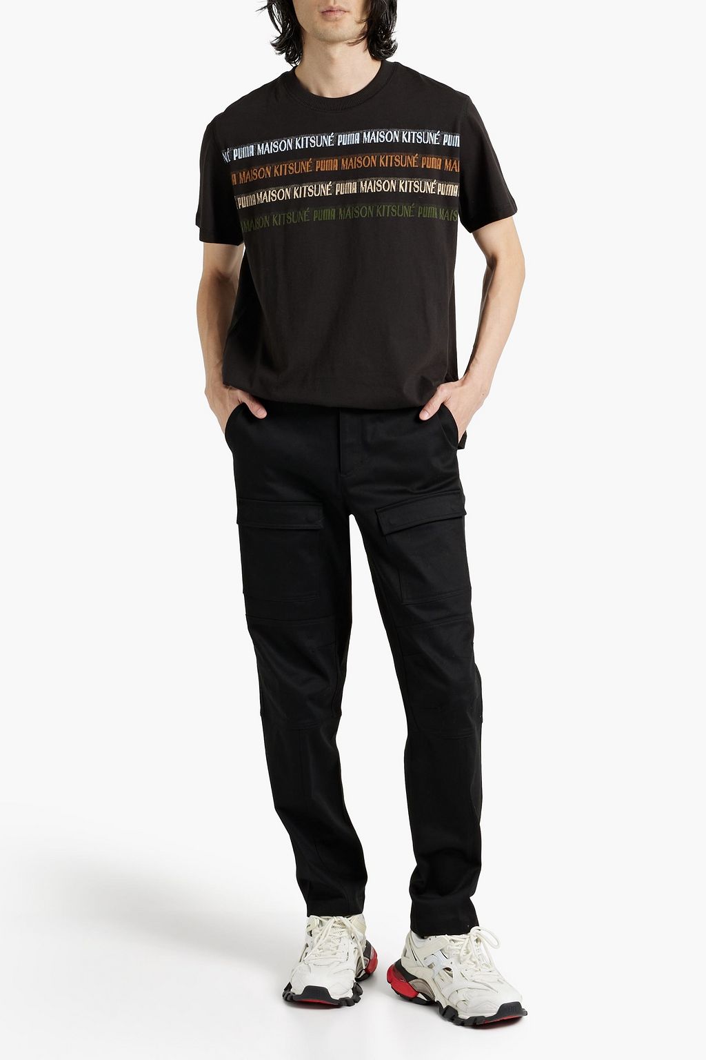 MAISON KITSUNÉ + Puma monogram-trimmed cotton-jersey T-shirt