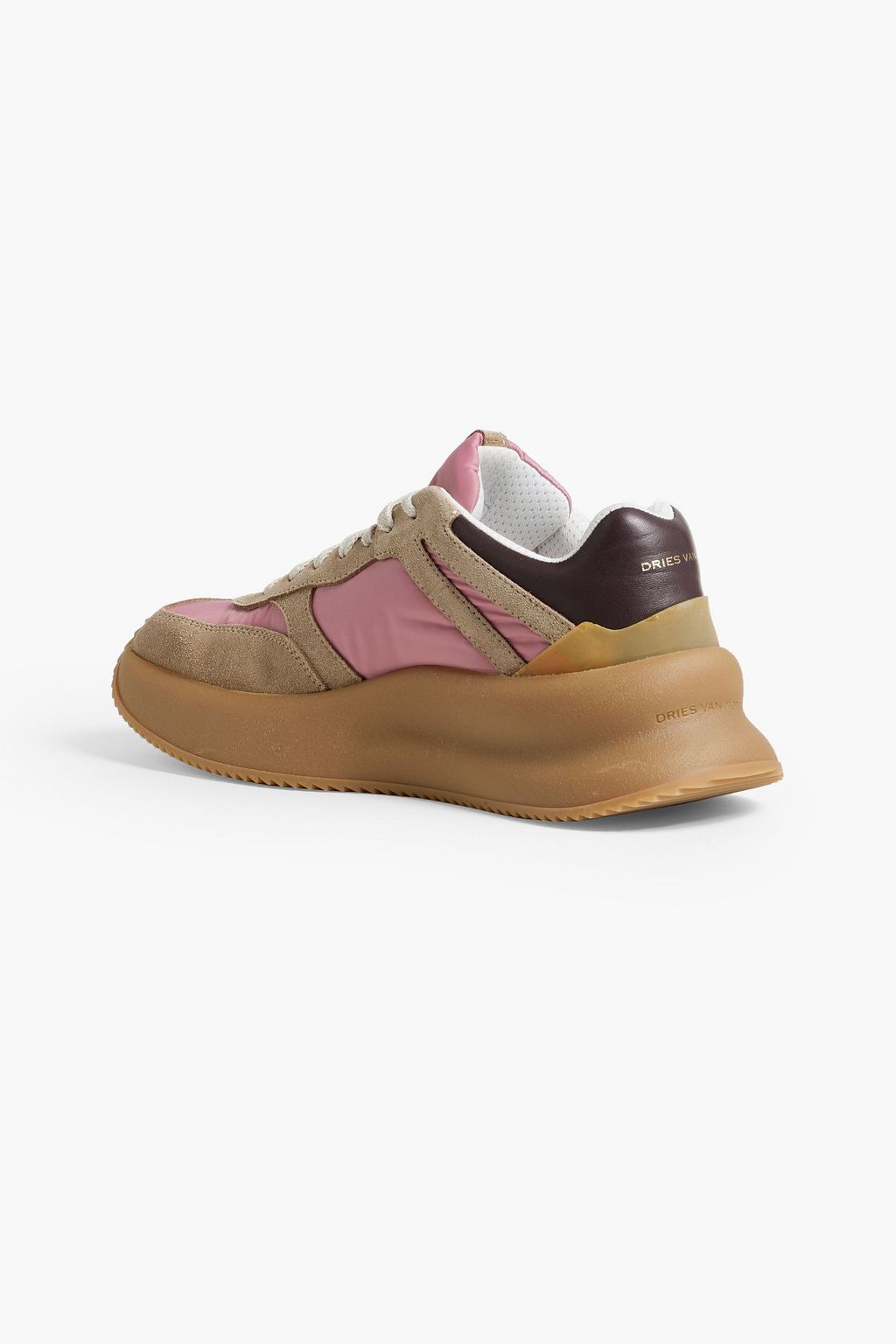 DRIES VAN NOTEN Leather-trimmed shell and suede sneakers