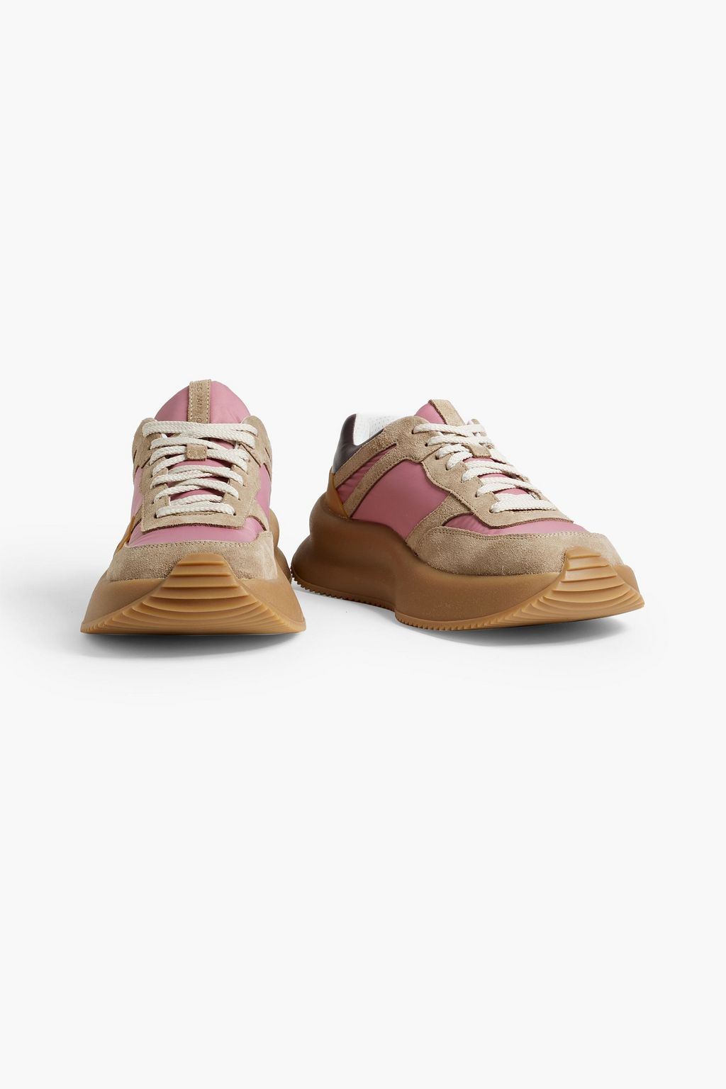 DRIES VAN NOTEN Leather-trimmed shell and suede sneakers
