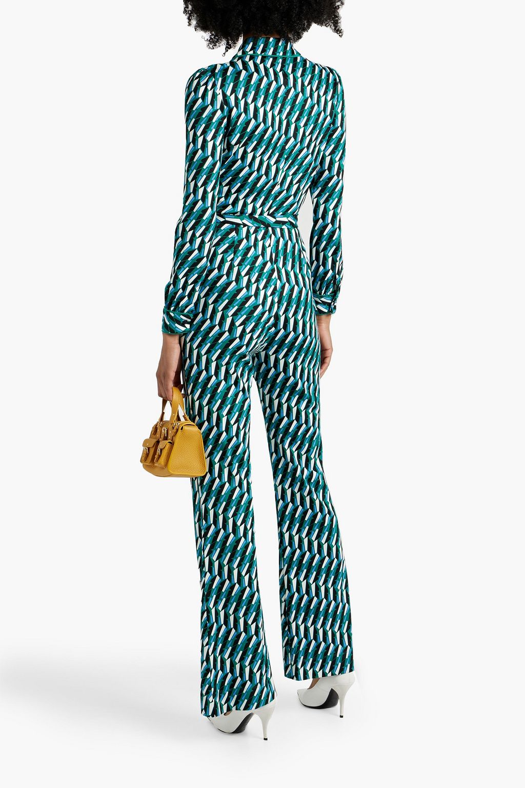 DIANE VON FURSTENBERG Milly belted printed stretch-jersey jumpsuit