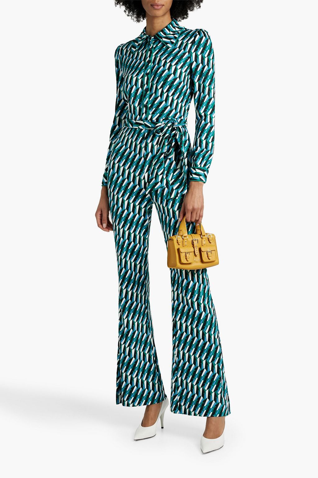 DIANE VON FURSTENBERG Milly belted printed stretch-jersey jumpsuit