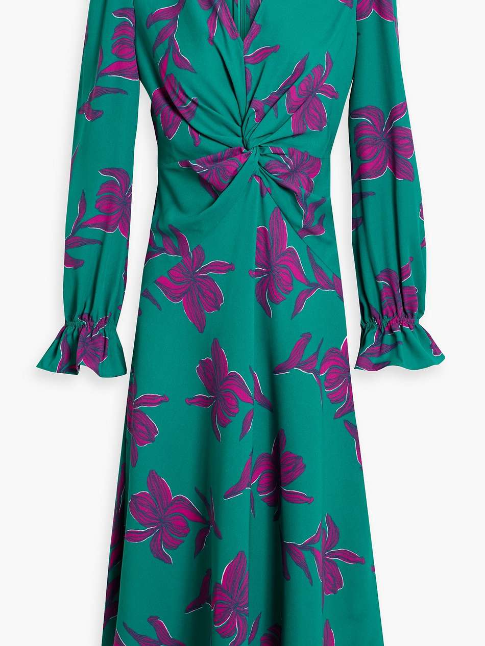 ananba twist-front printed crepe midi dress