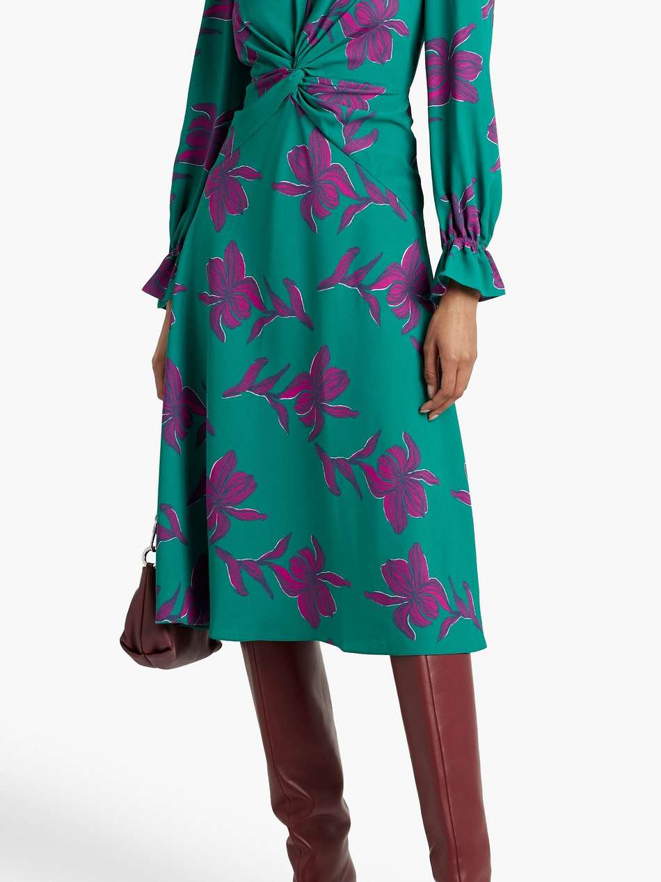 ananba twist-front printed crepe midi dress