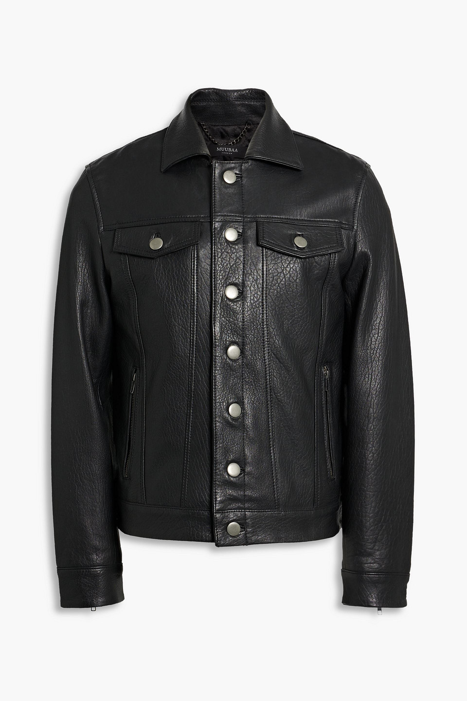 Lenten pebbled-leather trucker jacket