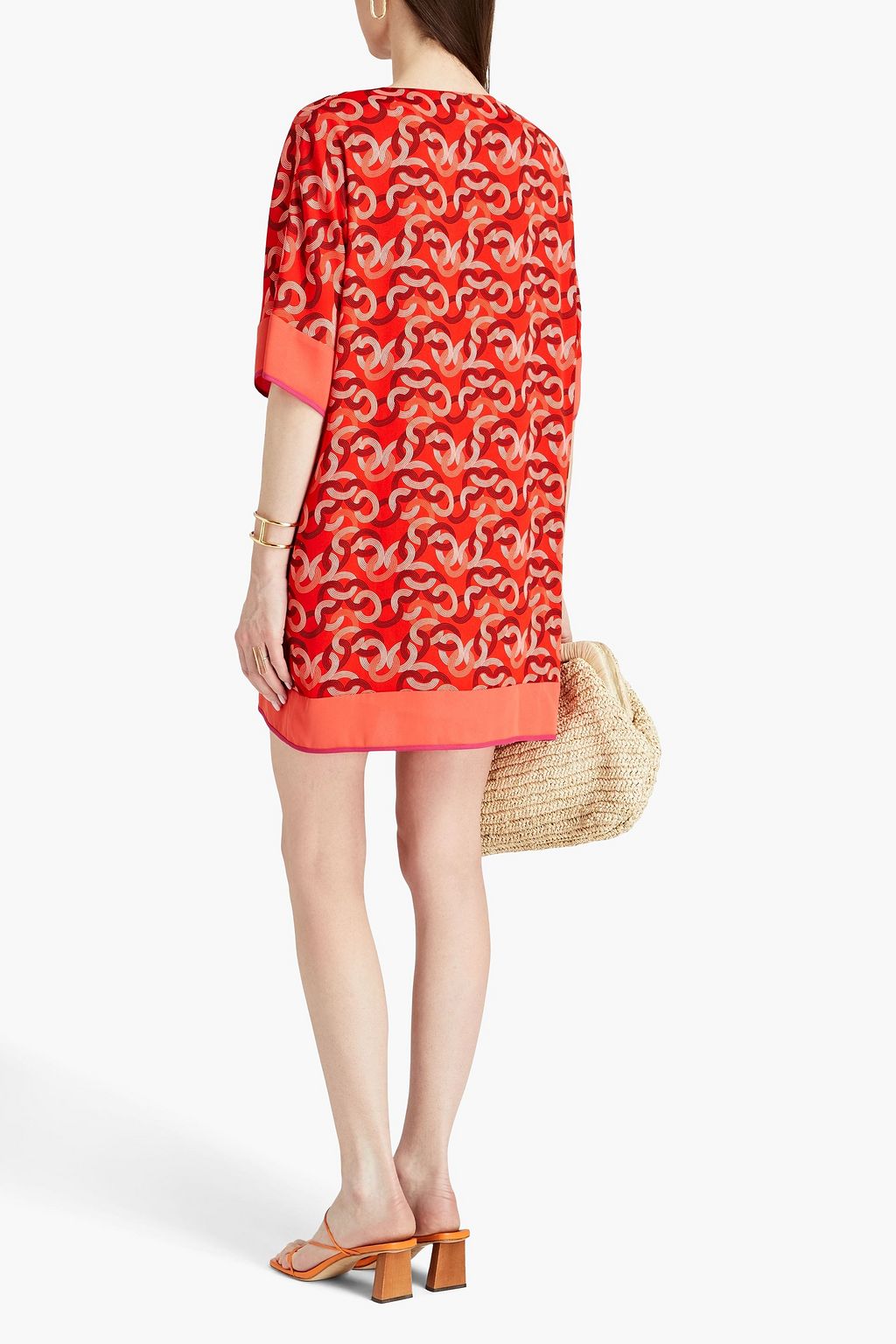 DIANE VON FURSTENBERG クレープ チュニック プリント入り