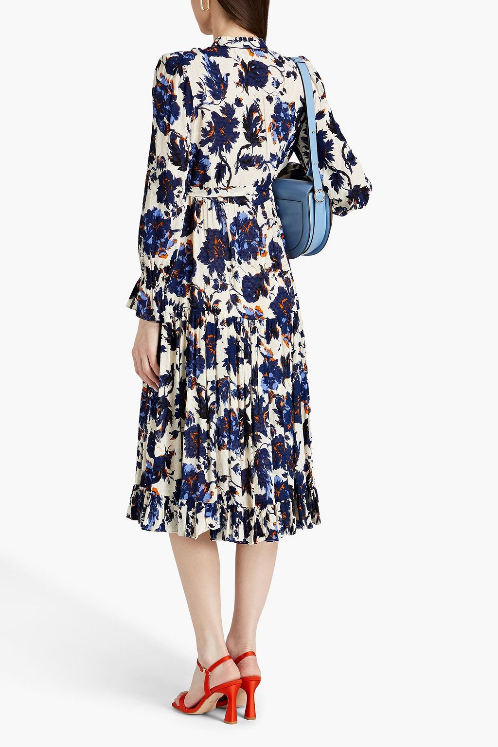 DIANE VON FURSTENBERG Rome gathered floral-print fil coupé crepe midi dress