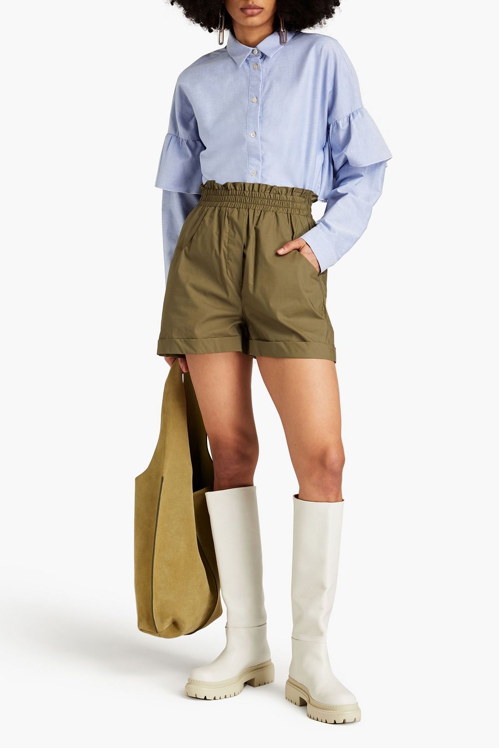 REDVALENTINO ruffled cotton-Oxford shirt