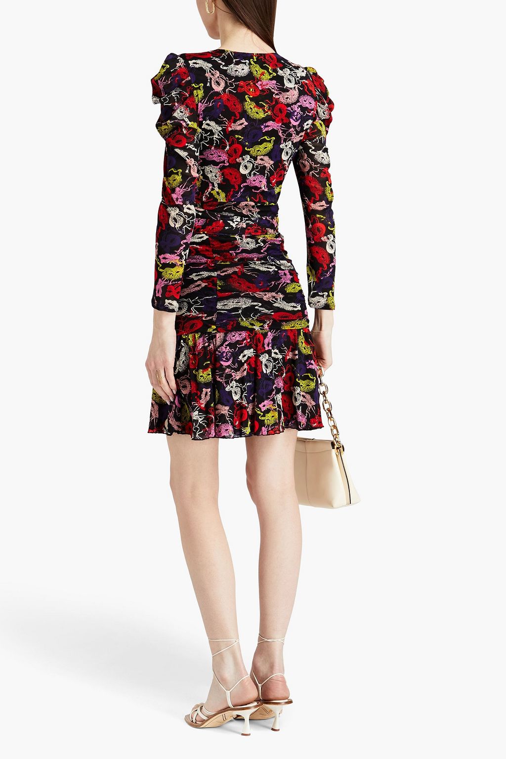 DIANE VON FURSTENBERG Vivete wrap-effect printed mesh mini dress