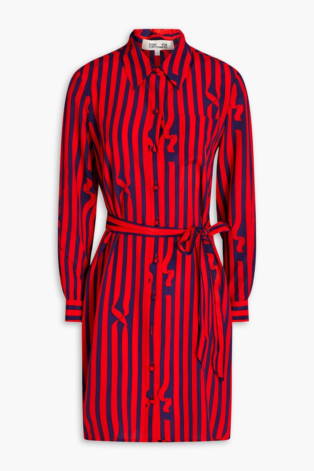 Prita printed crepe de chine mini shirt dress red US 0