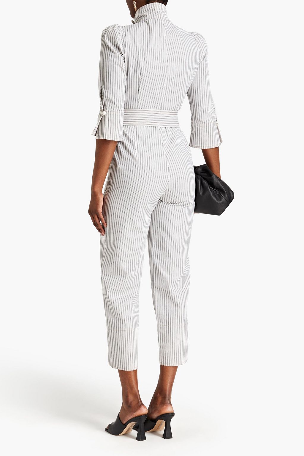 ANNA MASON Romy belted striped cotton jumpsuit