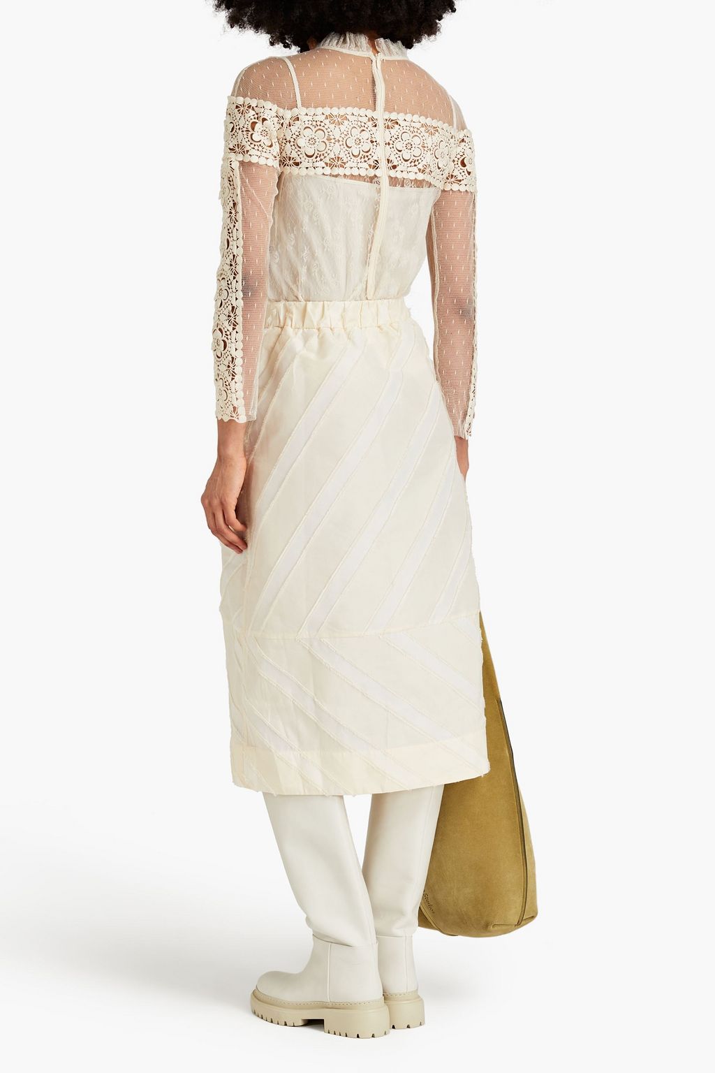 REDVALENTINO Point d'esprit, macramé and lace blouse