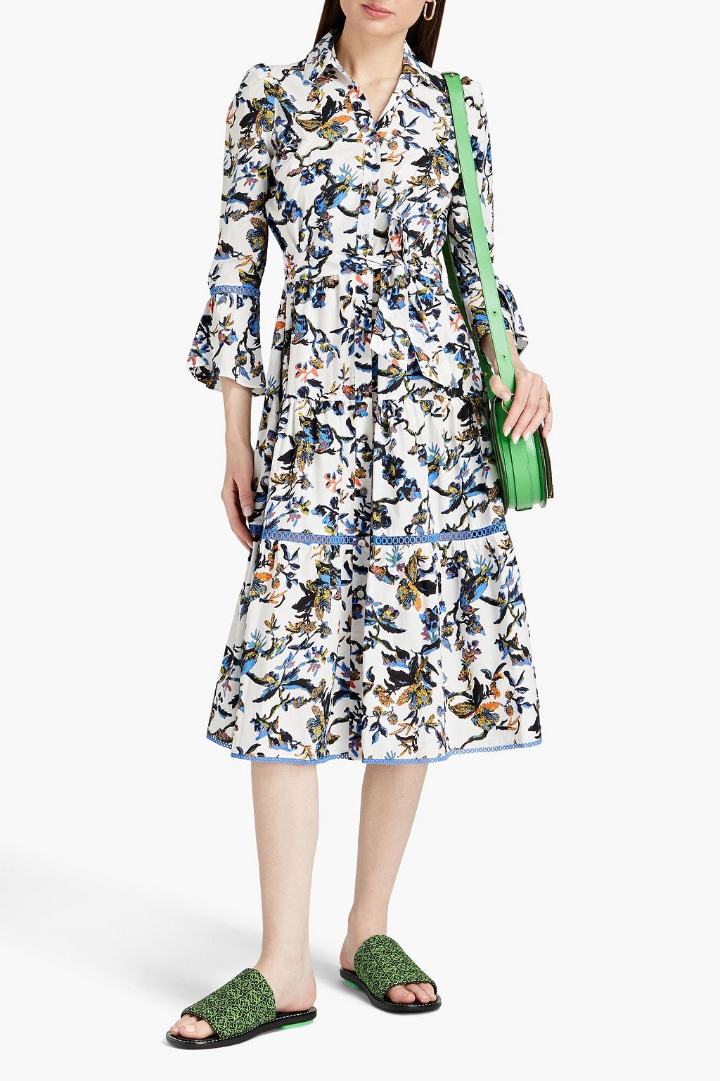 DIANE VON FURSTENBERG Barry gathered floral-print cotton-poplin midi ...