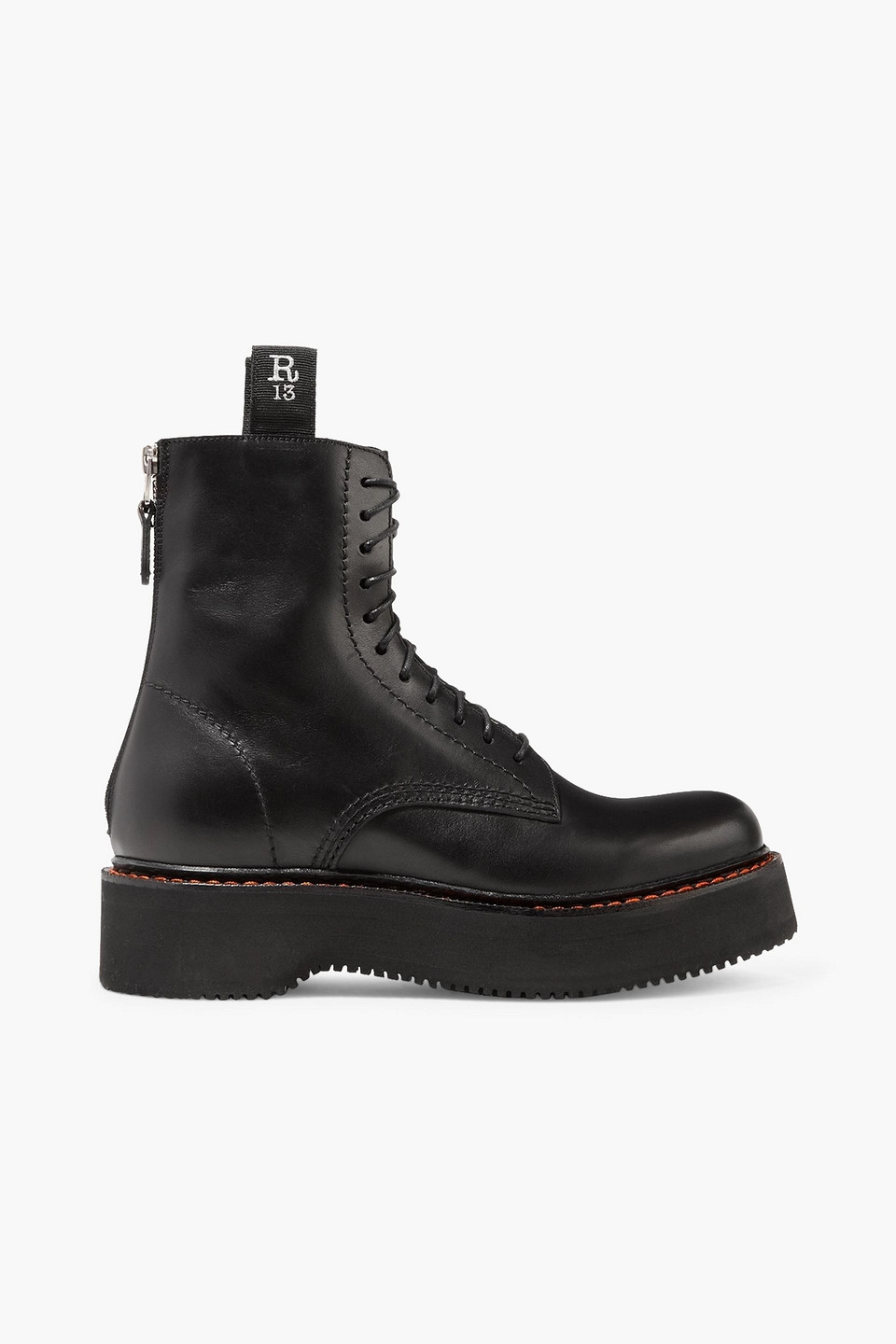R13 LEATHER PLATFORM ANKLE BOOTS,3074457345635734267