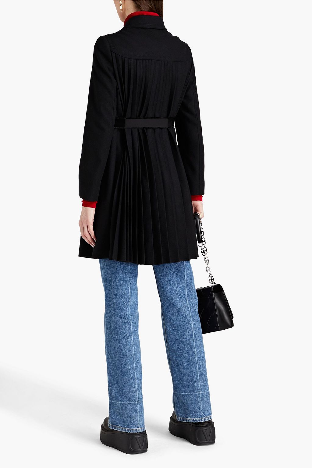 REDVALENTINO Pleated wool-blend coat