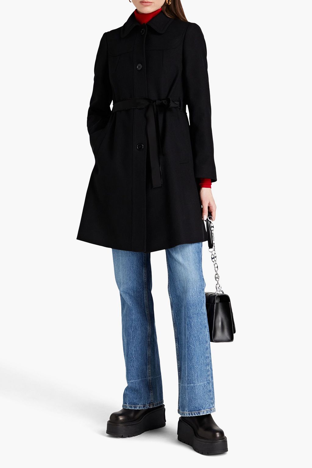REDVALENTINO Pleated wool-blend coat