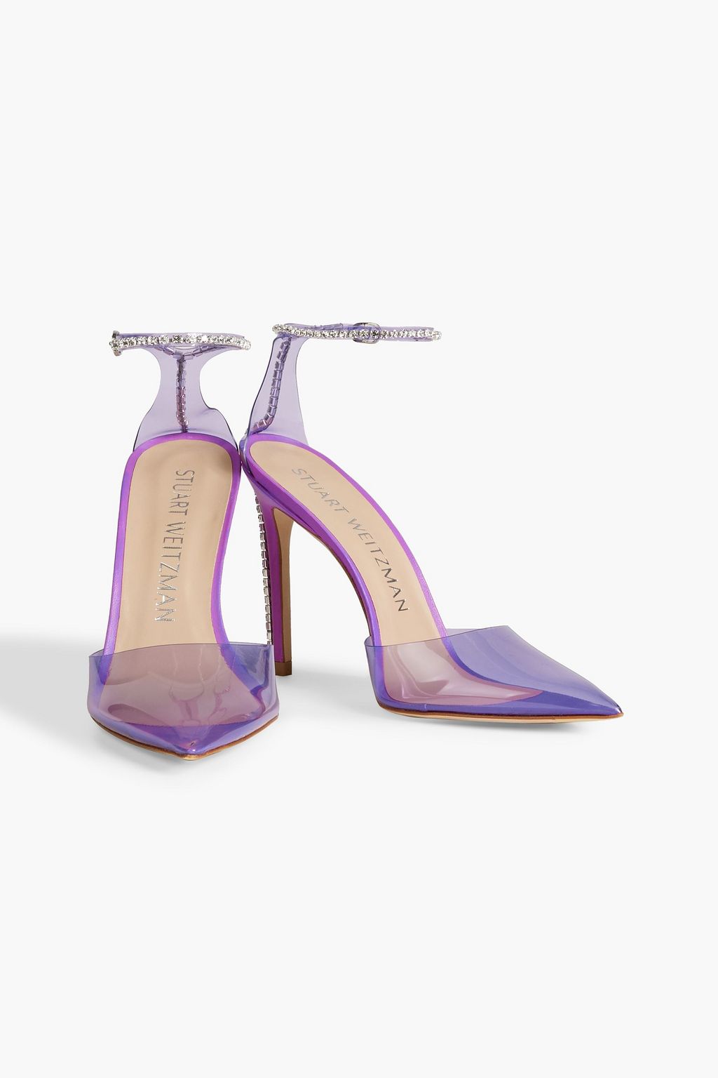 STUART WEITZMAN Glam 100 embellished leather and PVC pumps