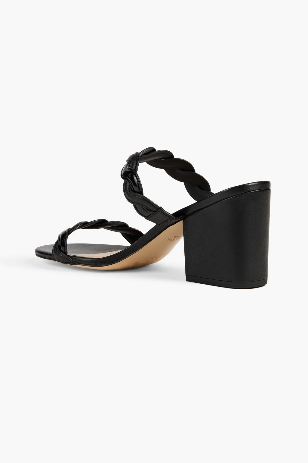 STUART WEITZMAN Twistie Block 75 smooth and patent-leather mules