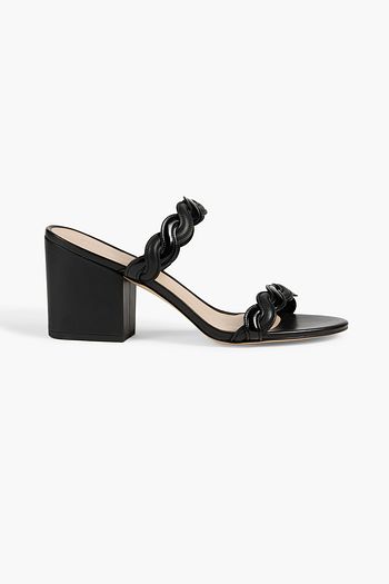 STUART WEITZMAN Twistie Block 75 smooth and patent-leather mules