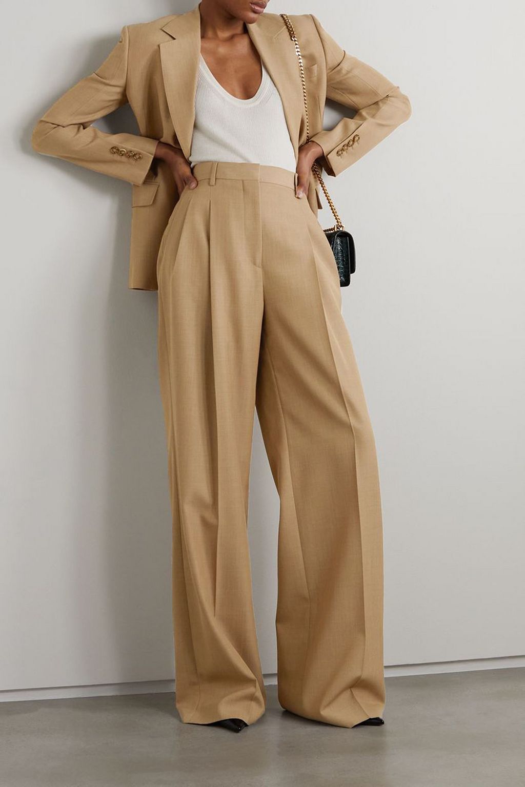 BURBERRY Pleated wool straight-leg pants