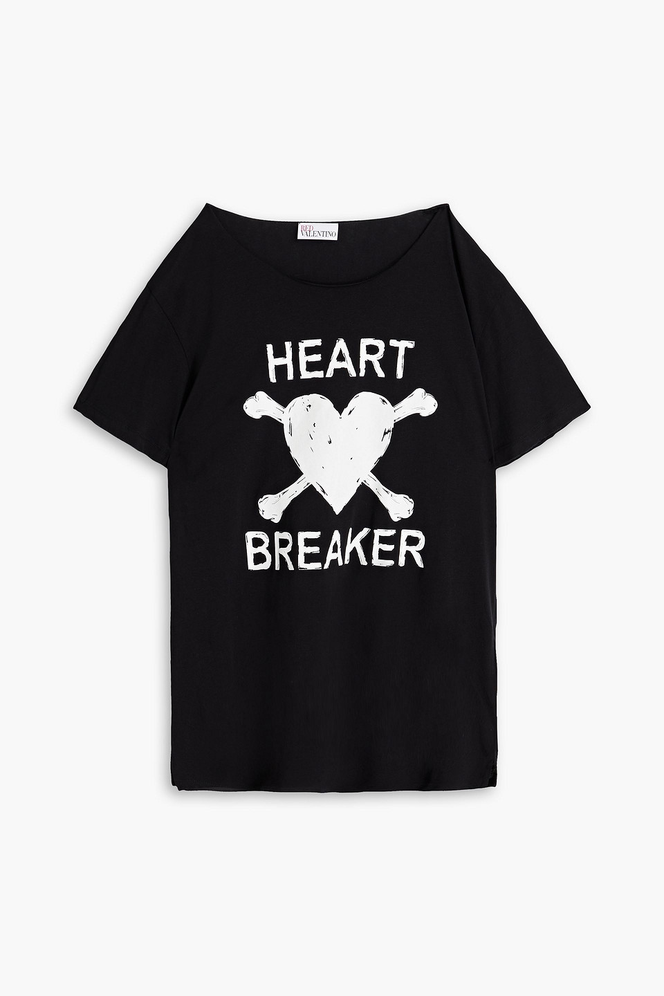 Red Valentino Printed Cotton-jersey T-shirt In Black