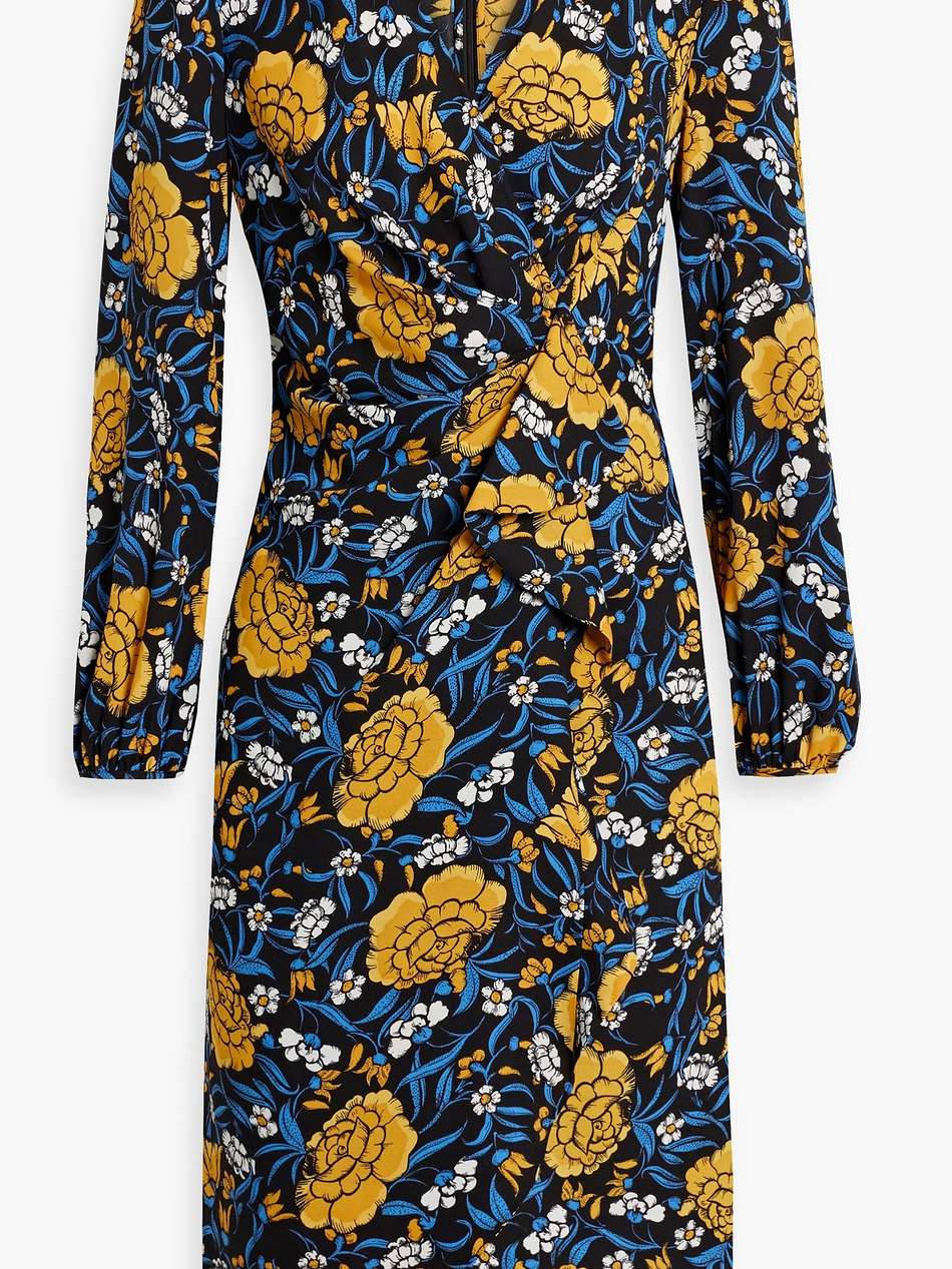 thanatos wrap-effect floral-print crepe midi dress