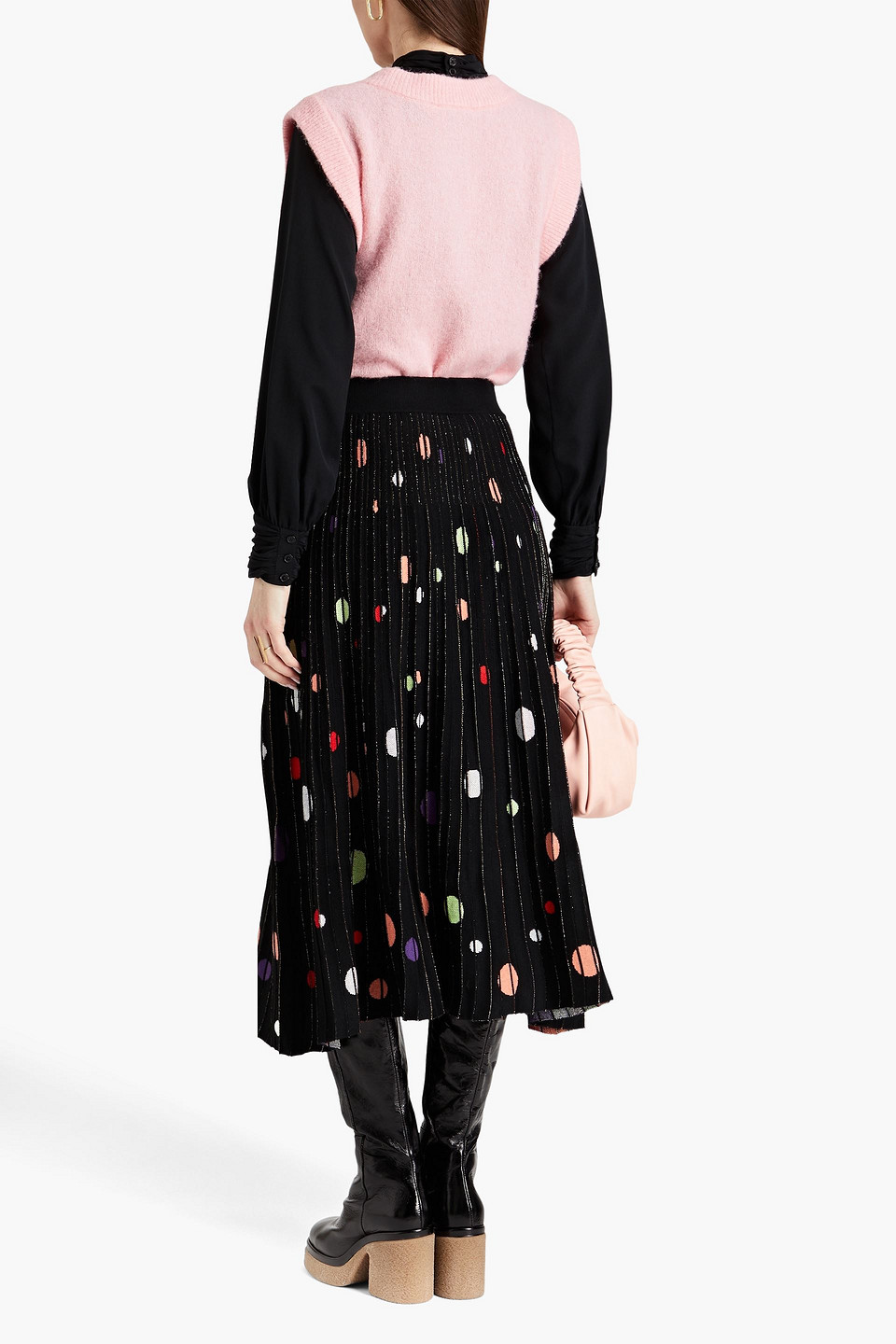  Diane Von Furstenberg - Indigo Plissierter Midirock Aus Jacquard-strick Mit Metallic-effekt - Schwarz - Xs 