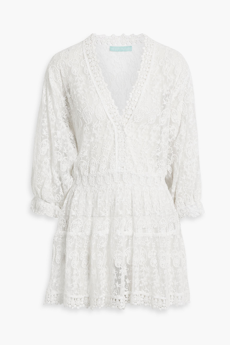 Melissa Odabash Womens White Beth Broderie Cotton Mini Dress L In Off-white