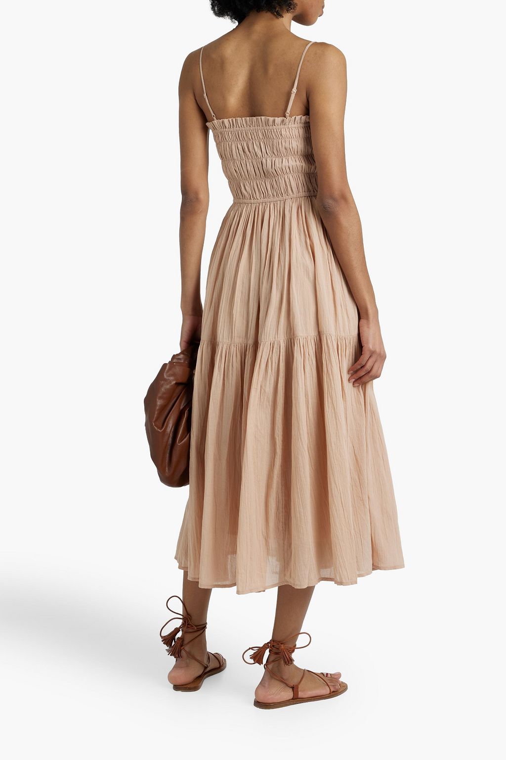 JOIE Tiered shirred cottongauze midi dress THE