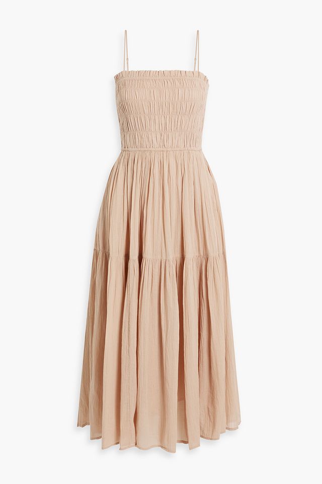 Lesse shirred cotton-gauze midi dress