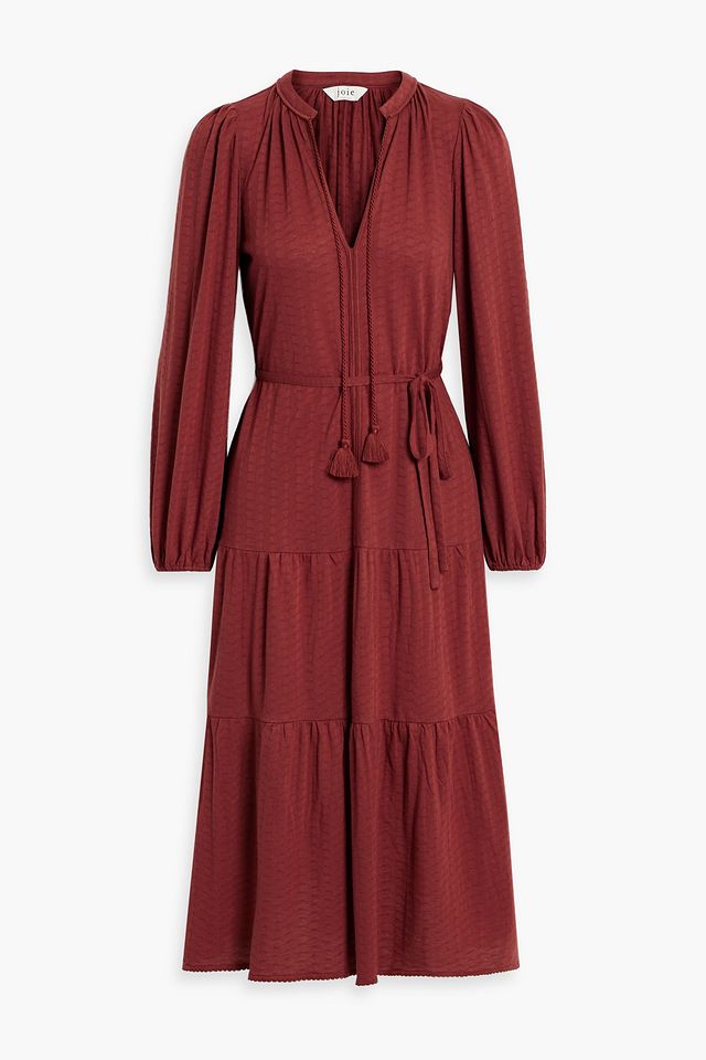 Mulberry tiered pointelle-knit midi dress