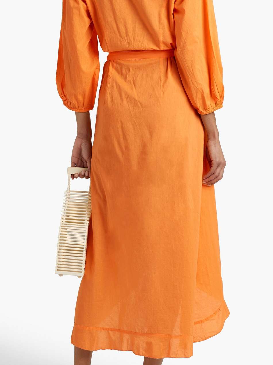 linsay ruffled cotton-voile midi wrap dress