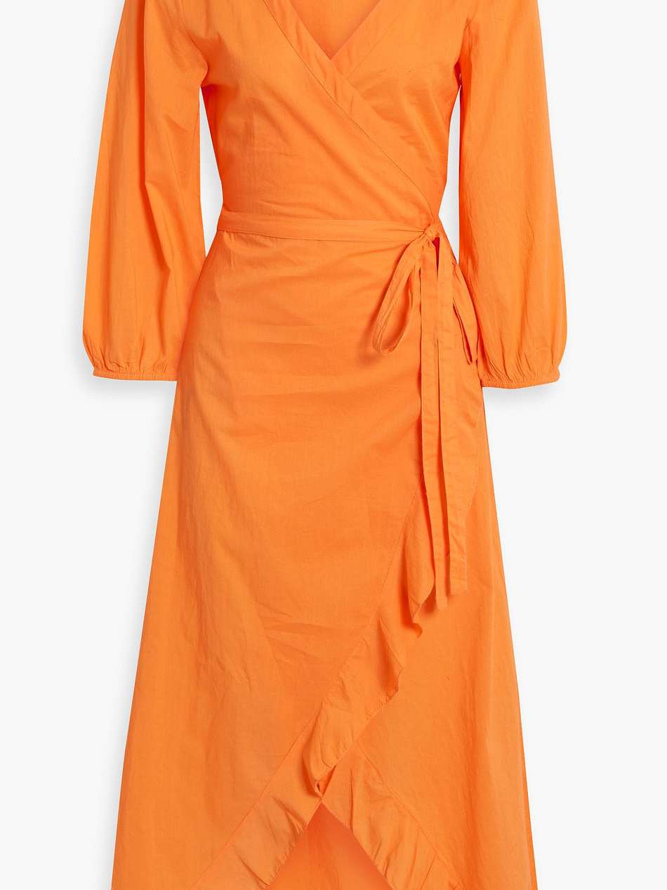 linsay ruffled cotton-voile midi wrap dress