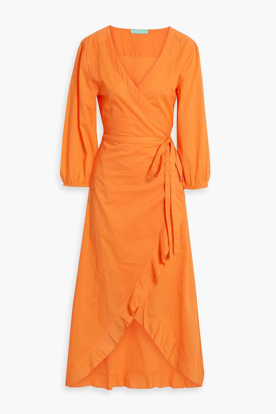 Melissa Odabash Linsay Wrap-effect Ruffled Cotton Coverup In Orange