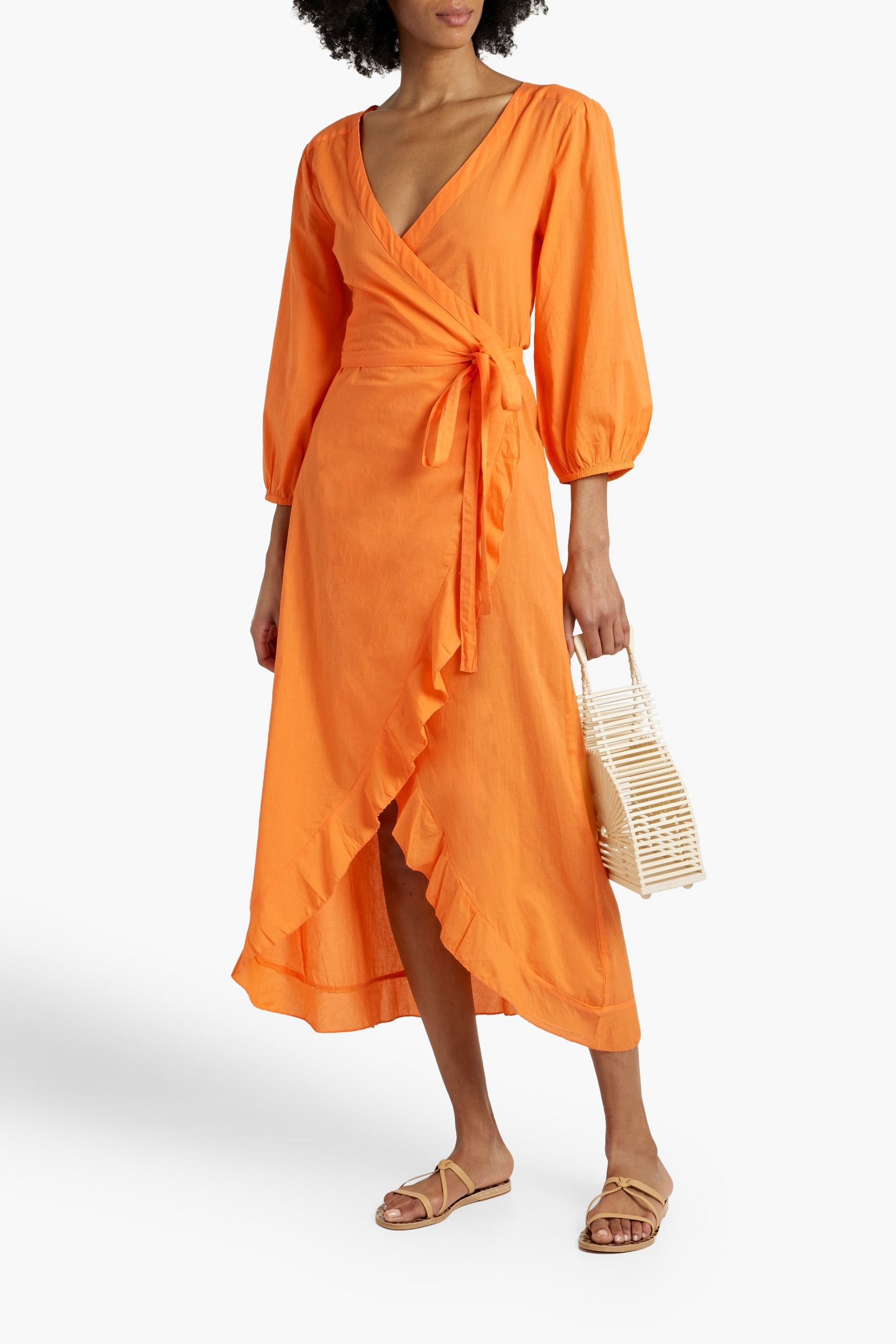 Melissa Odabash Linsay ruffled cotton-voile midi wrap dress
