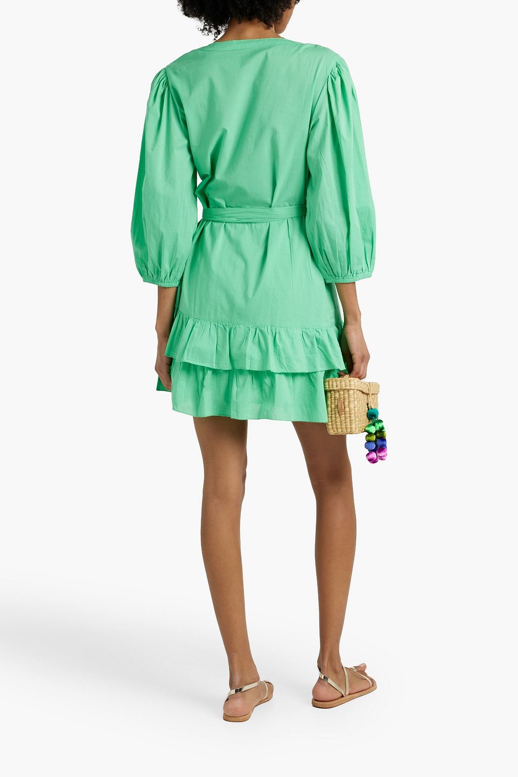 MELISSA ODABASH Tabitha ruffled cotton mini wrap dress