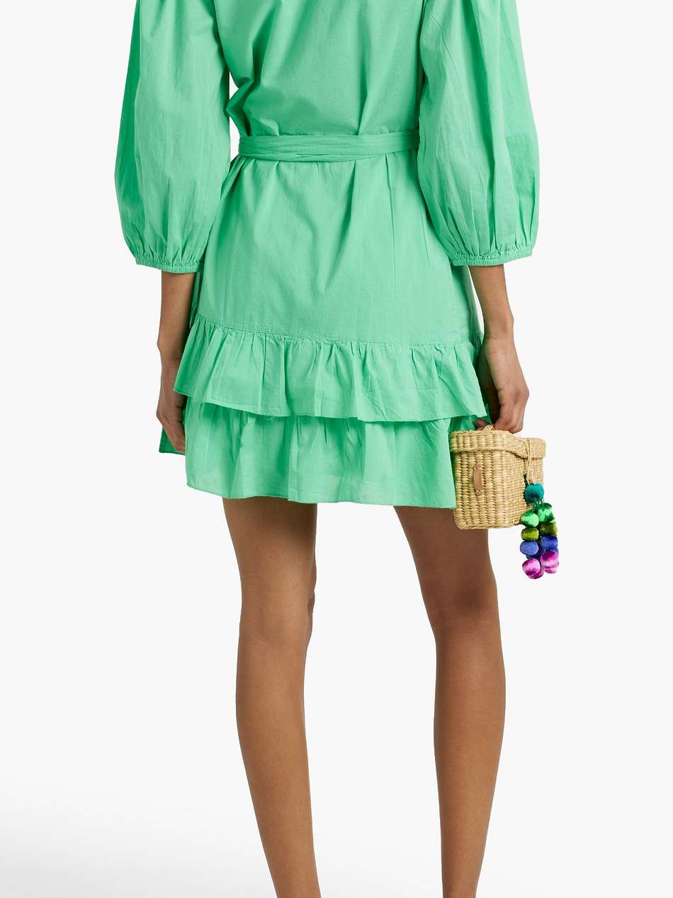 tabitha ruffled cotton mini wrap dress