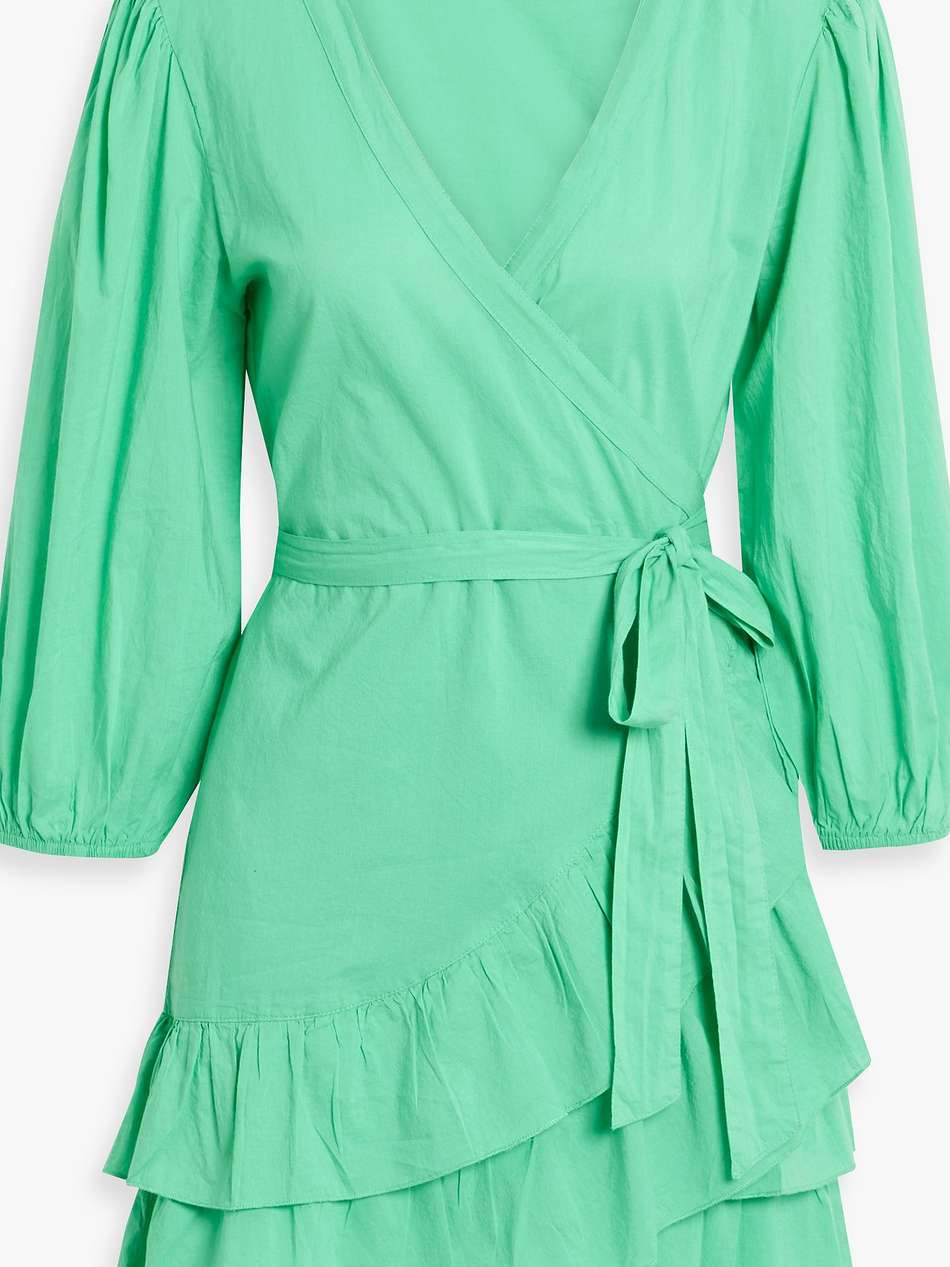 tabitha ruffled cotton mini wrap dress