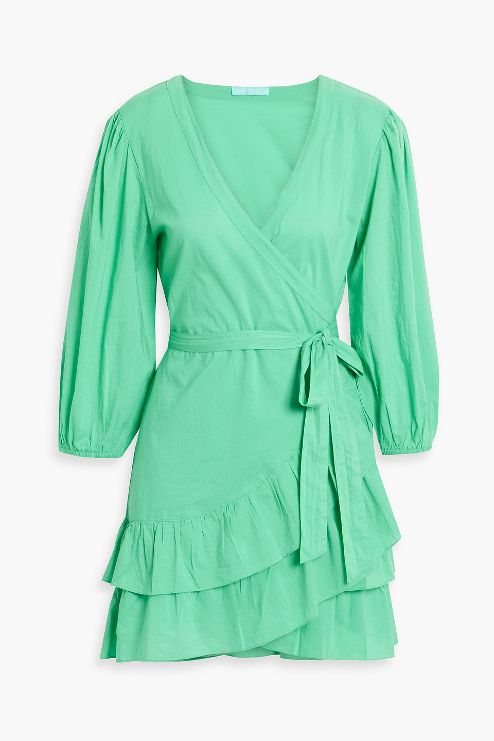 Melissa Odabash Tabitha Wrap-effect Layered Cotton Coverup In Jade