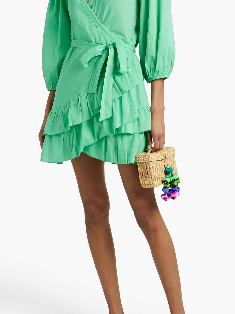 tabitha ruffled cotton mini wrap dress