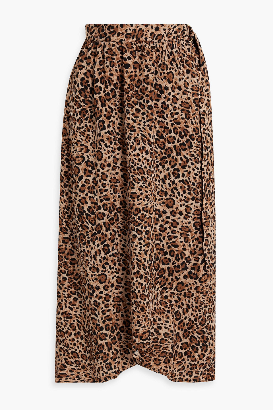 Melissa Odabash Devlin Gathered Leopard-print Voile Midi Skirt In Animal Print