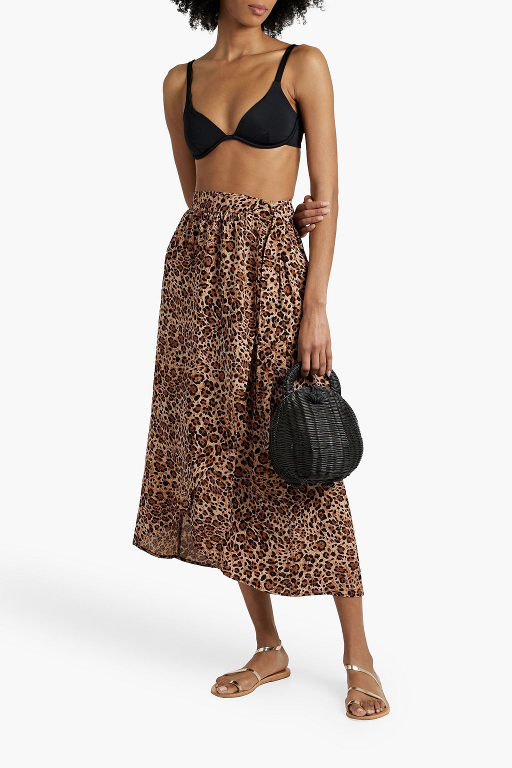 MELISSA ODABASH Devlin gathered voile midi wrap skirt