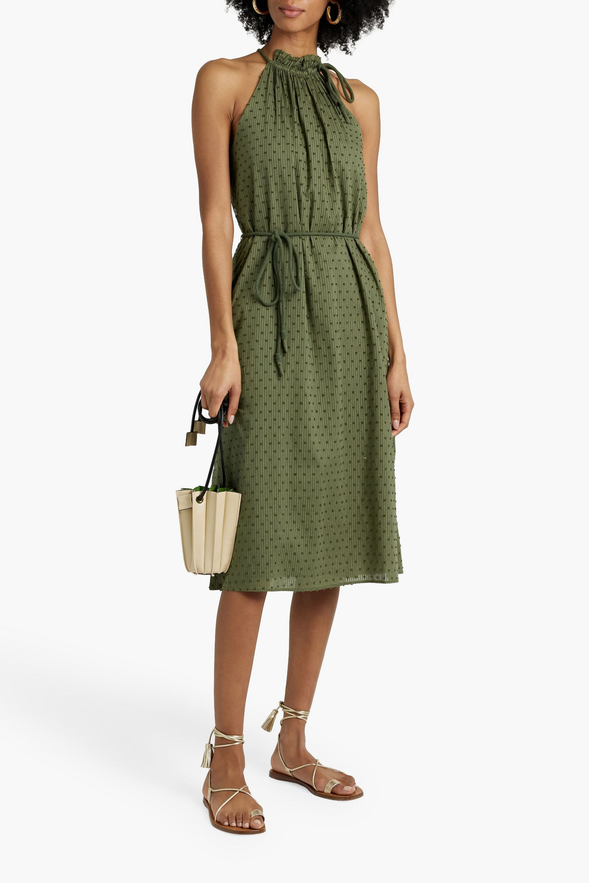 Joie Nashua gathered Swiss-dot cotton dress