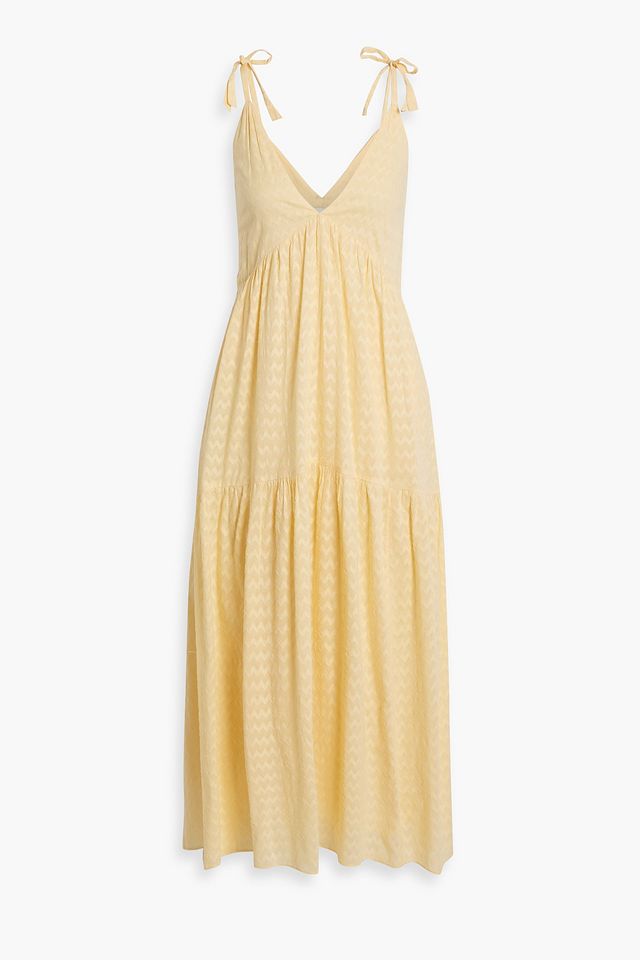 Bondi tiered cotton-jacquard midi dress