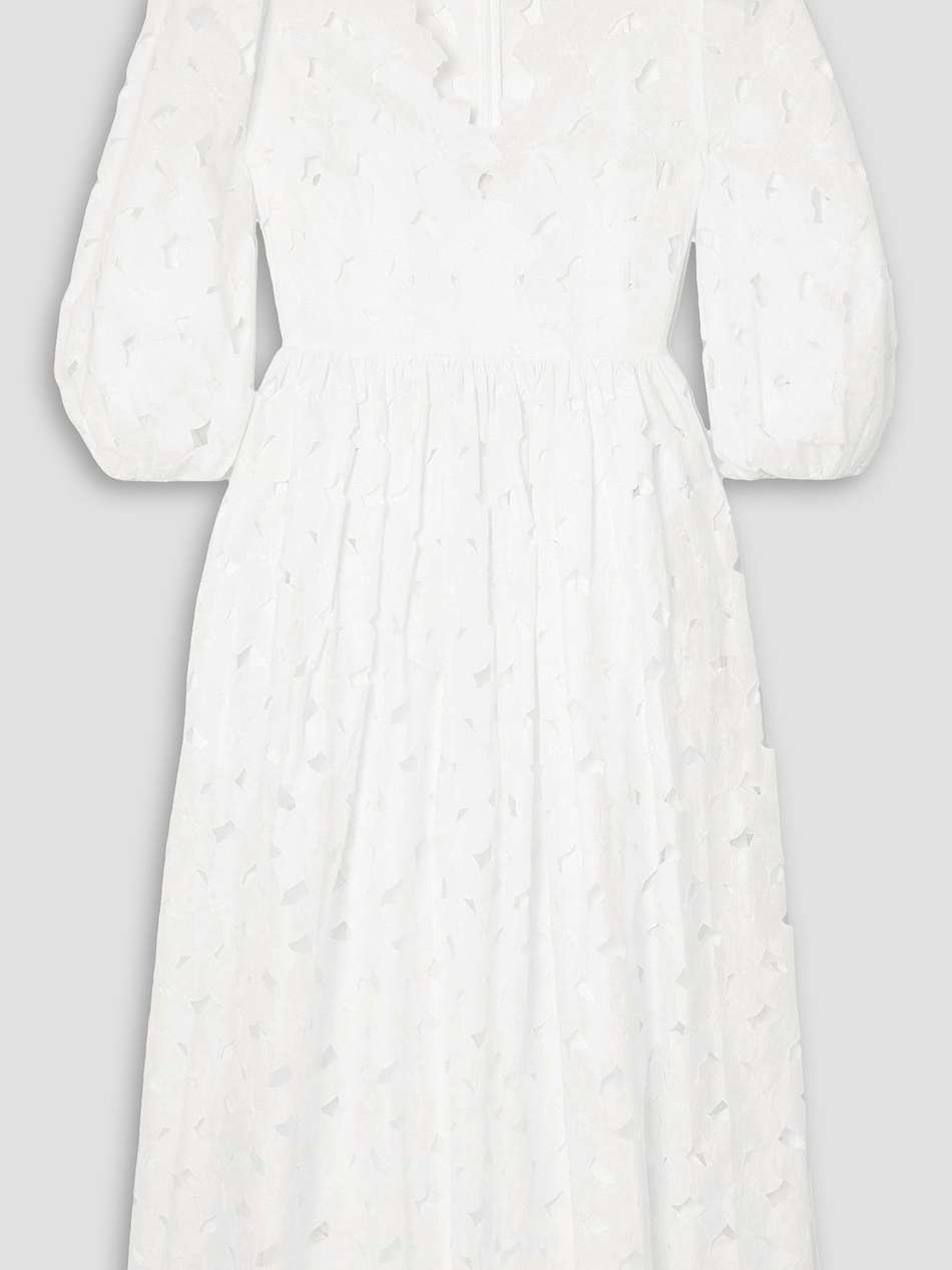 broderie anglaise cotton-blend midi dress
