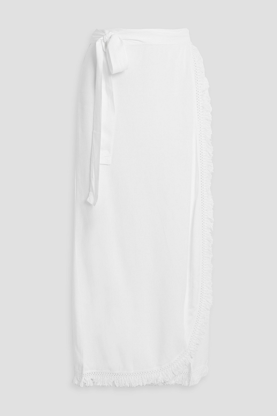 Melissa Odabash Lily wrap-effect fringed voile maxi skirt