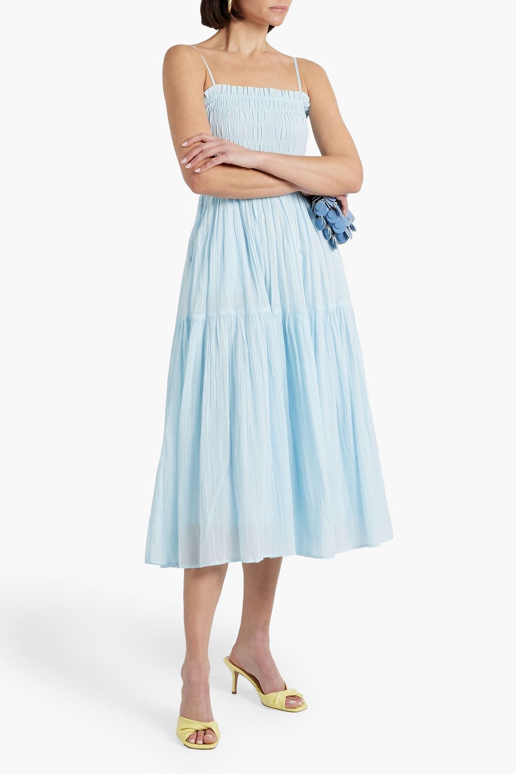 JOIE Lesse shirred cotton-gauze midi dress
