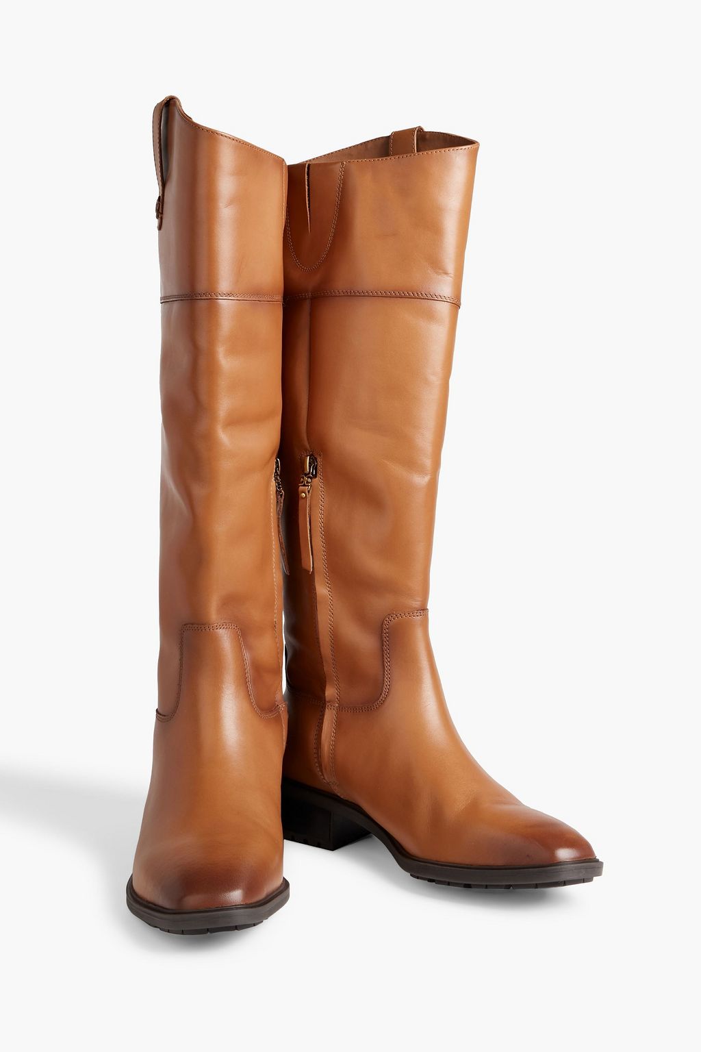 SAM EDELMAN Drina burnished-leather knee boots