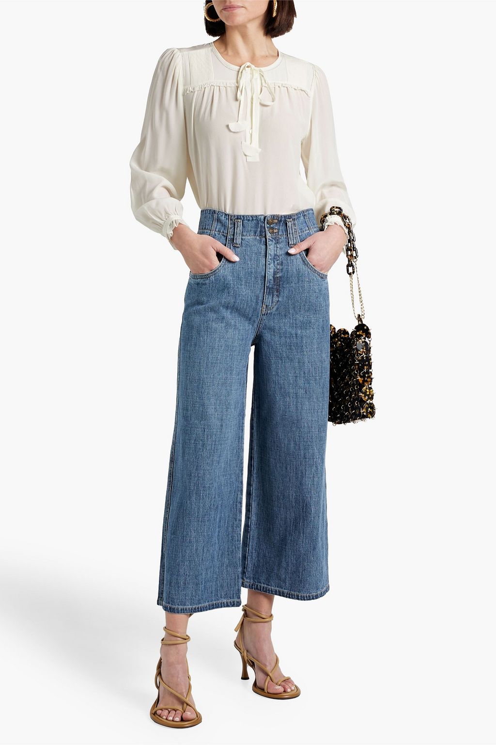 JOIE Yerba pintucked silk-crepe blouse