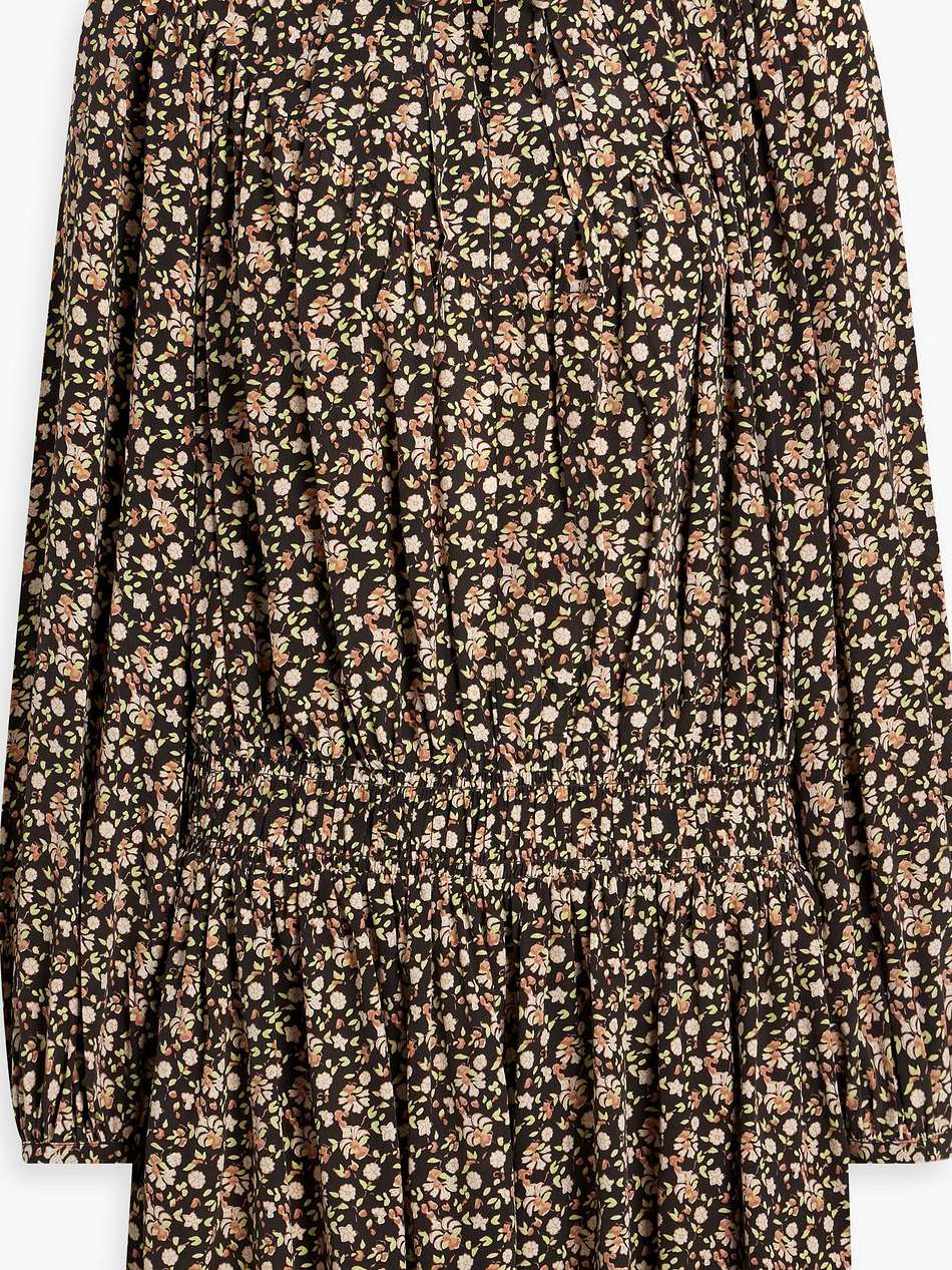 essex shirred floral-print silk crepe de chine mini dress