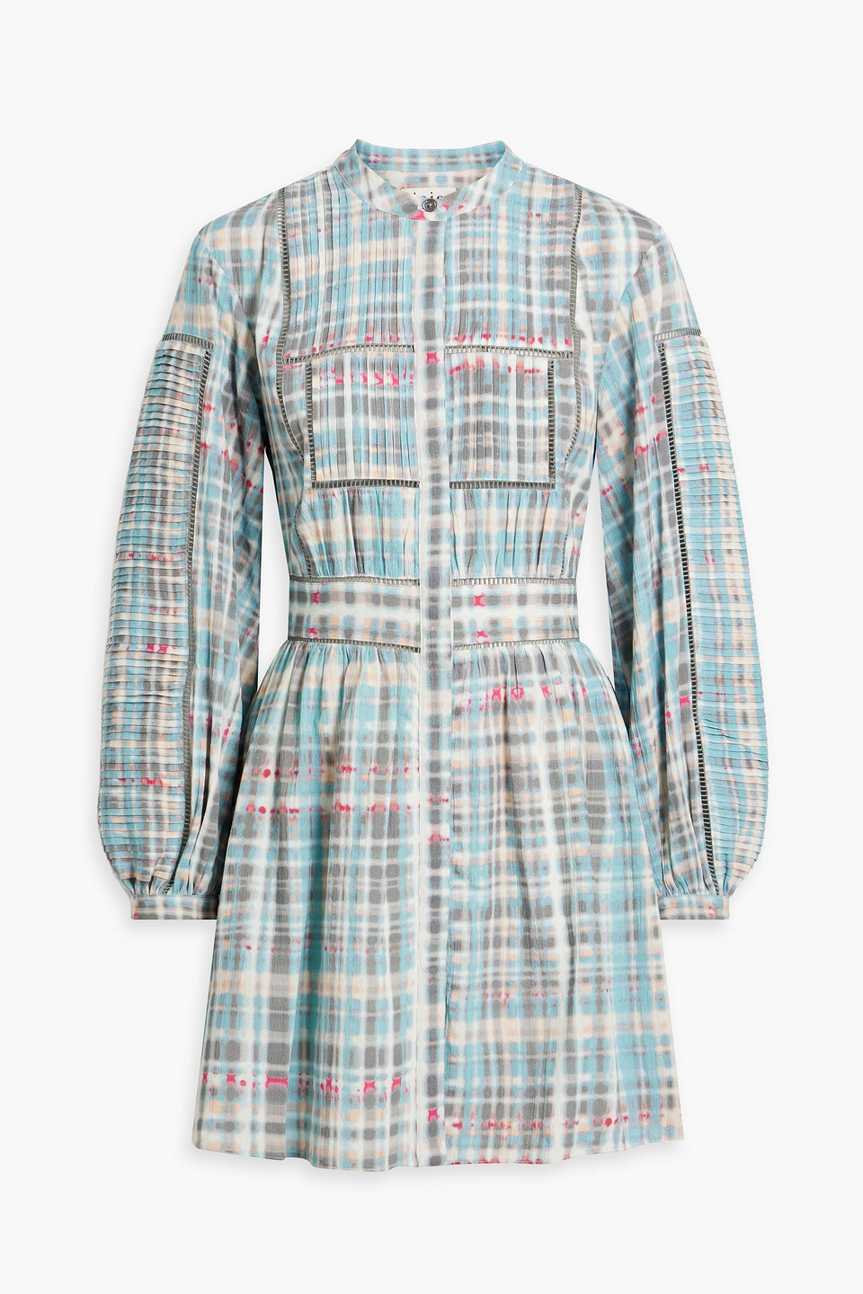 Joie Charmese pintucked cotton-gauze mini shirt dress